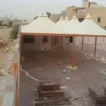 تركيب مظلات هرمية في حي الفلاح بالرياض 