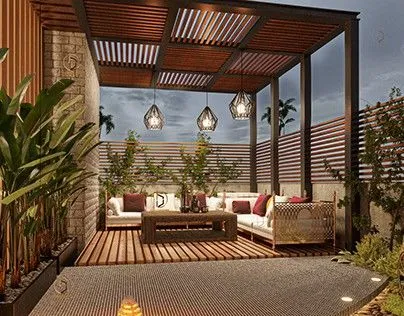 تحويل الفناء إلى واحة بالرياض:للمظلات والحدائق وتنسيق حدائق 