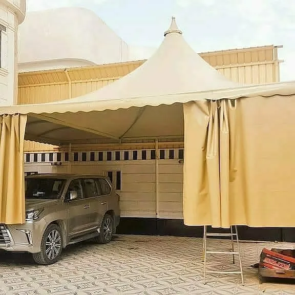 اصلاح مظلات كراج مقوسة بتثبيت آمن في حي العقيق بشمال الرياض 